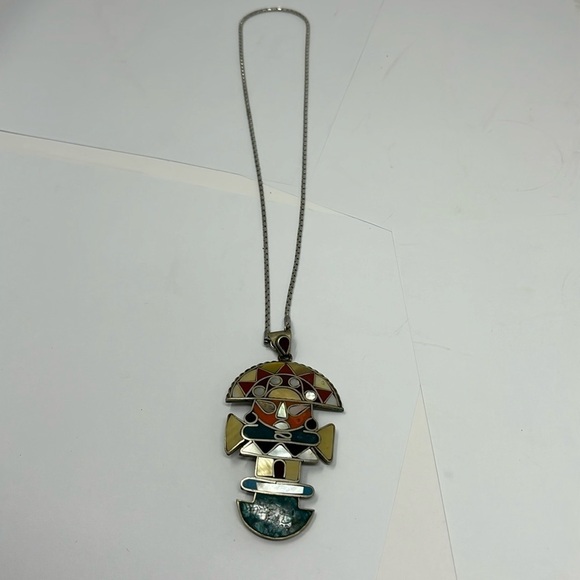 Handmade necklace from Peru with the chakras on the back, medium length - Picture 1 of 5